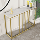 Slim Narrow Hallway Console Table scratch-proof Marble Long Bar Table Gold Legs