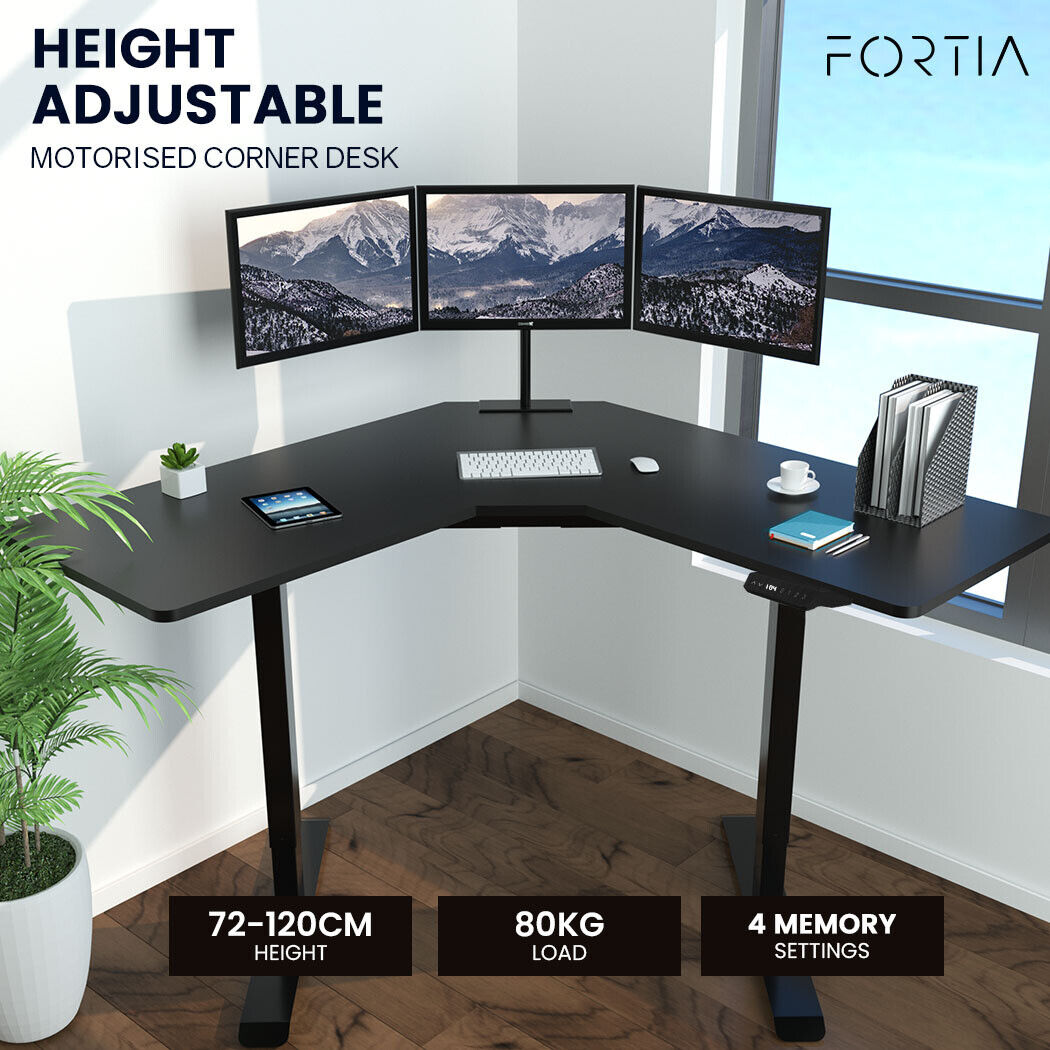 Sit to Stand Up Corner Standing Desk Electric Height Adjustable 80kg Load