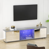 TV Entertainment Mirrored TV Cabinet Modern LED Glass Shelf 160CM