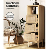 3 Chest of Drawers Rattan Storage Cabinet Side Table Display Book Shelf