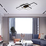 Dimmable Ceiling Light,3 Squares Modern LED Ceiling Lamps with Remote Control,50W Acrylic Flush Mount Ceiling Light Fixture for Living Dining Room Bedroom Kitchen(Black)