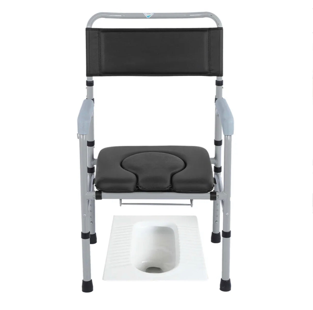 Adjustable Foldable Shower Toilet Bedside Commode Chair Toilet Aid Stool w/Potty