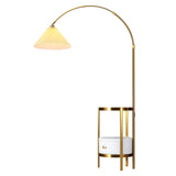 Gold Arc LED Floor Lamp Adjustable Corner Standing Reading Light Storage Shelves Living Room