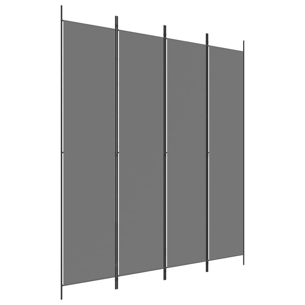 4-Panel Room Divider Living Room Bedroom Partition Privacy Protection Screen Room Separator Folding Dressing Wall Anthracite Fabric