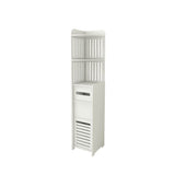 120CM Bathroom Storage Utility Cabinet Reversible Shelf Toilet Paper Roll Holder Rubbish Bin