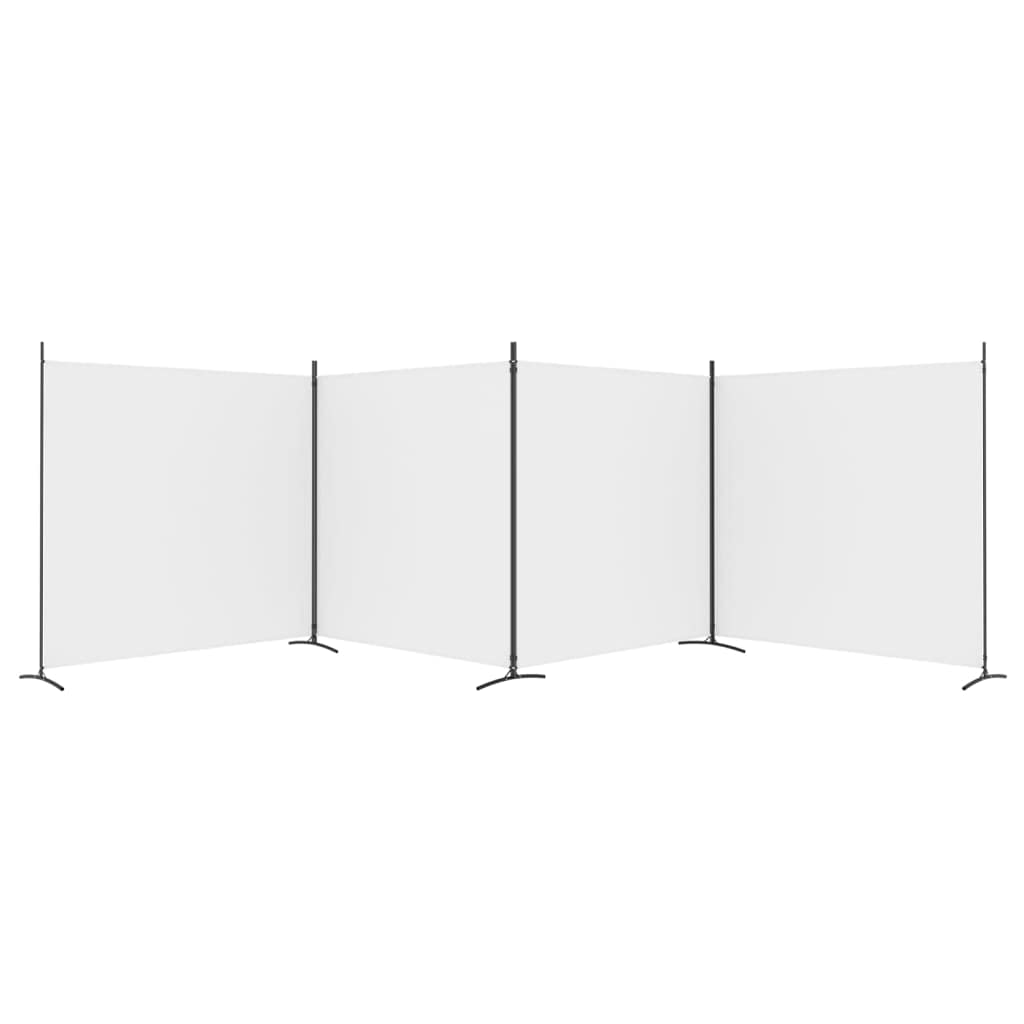 4-Panel Room Divider Living Room Bedroom Partition Privacy Protection Screen Room Separator Folding Dressing Wall White Fabric