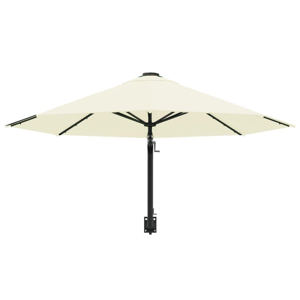 Wall-Mounted Parasol with Metal Pole Outdoor Umbrella Garden Patio Backyard Porch Terrace Balcony Sunshade Canopy 300 cm Sand