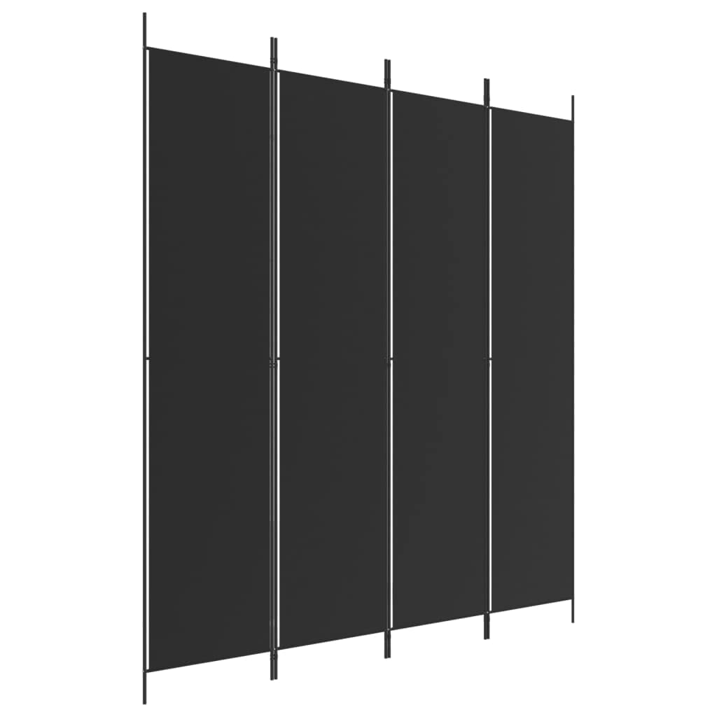 4-Panel Room Divider Living Room Bedroom Partition Privacy Protection Screen Room Separator Folding Dressing Wall Black Fabric