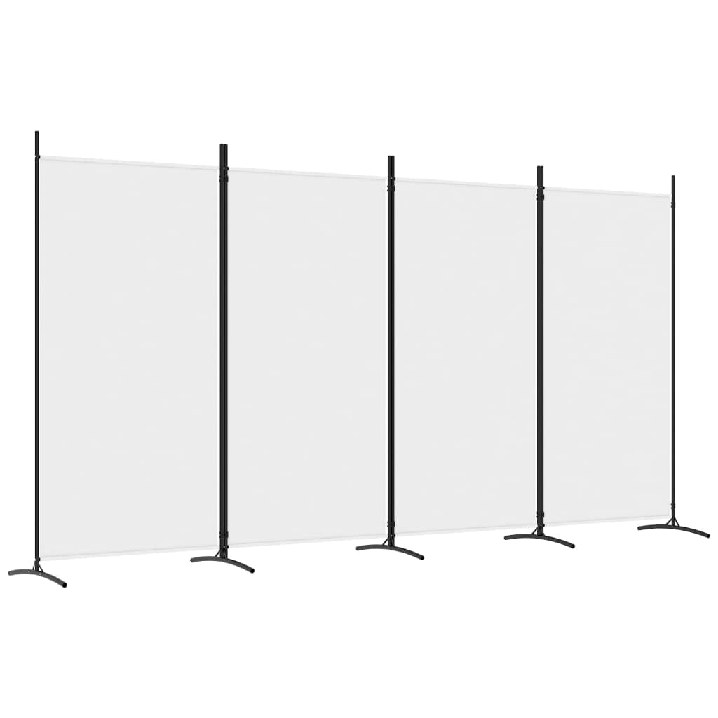 4-Panel Room Divider Living Room Bedroom Partition Privacy Protection Screen Room Separator Folding Dressing Wall White Fabric