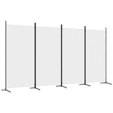 4-Panel Room Divider Living Room Bedroom Partition Privacy Protection Screen Room Separator Folding Dressing Wall White Fabric