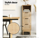 3 Chest of Drawers Rattan Storage Cabinet Side Table Display Book Shelf