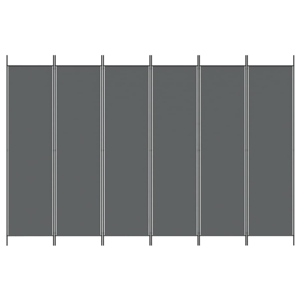 6-Panel Room Divider Living Room Bedroom Partition Privacy Protection Screen Room Separator Folding Dressing Wall Anthracite Fabric