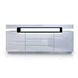 Buffet Sideboard Cabinet Storage High Gloss Front with 2 Doors & 3 Drawers Bedroom Living Room Furniture White 160CM