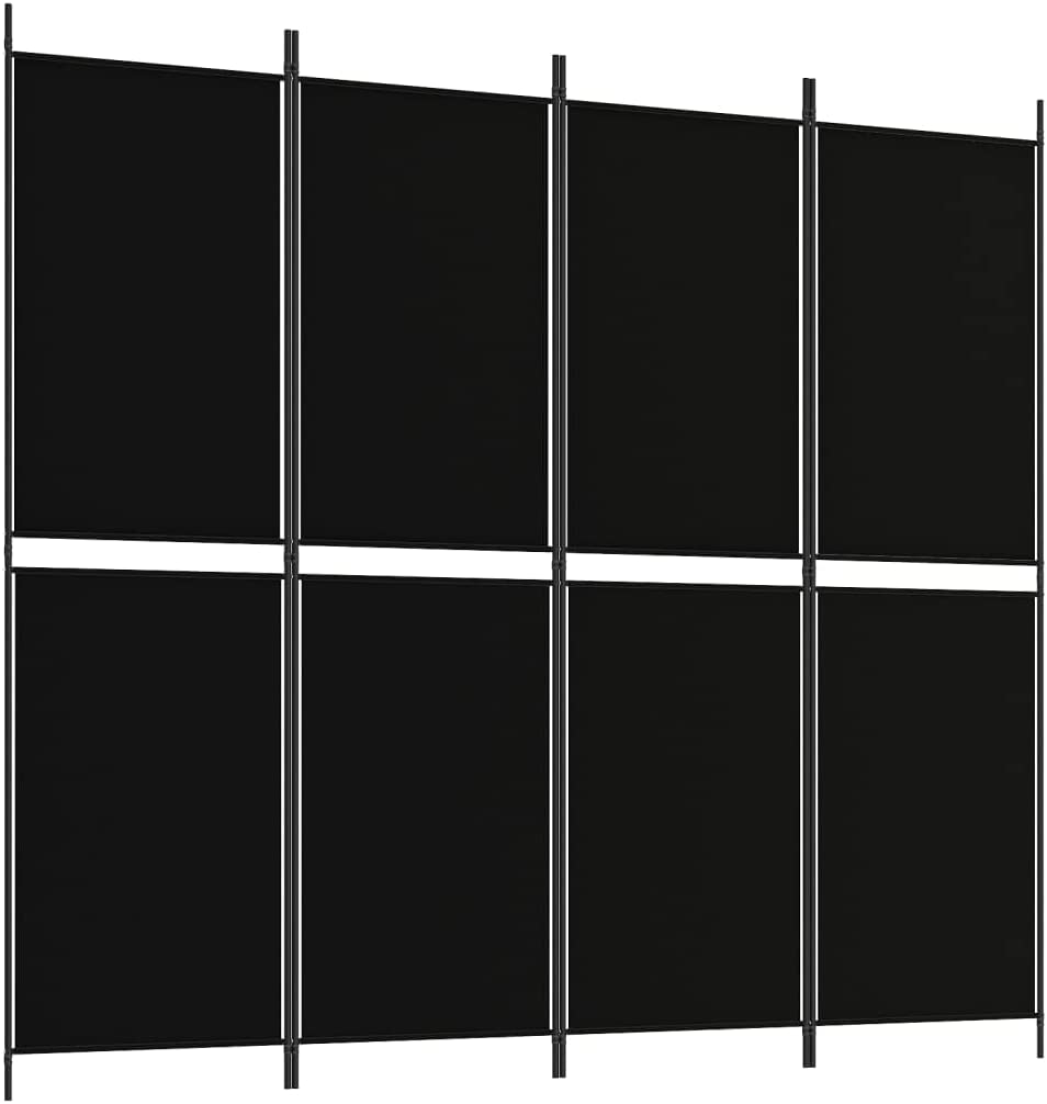 4-Panel Room Divider Living Room Bedroom Partition Privacy Protection Screen Room Separator Folding Dressing Wall Black Fabric