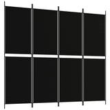 4-Panel Room Divider Living Room Bedroom Partition Privacy Protection Screen Room Separator Folding Dressing Wall Black Fabric