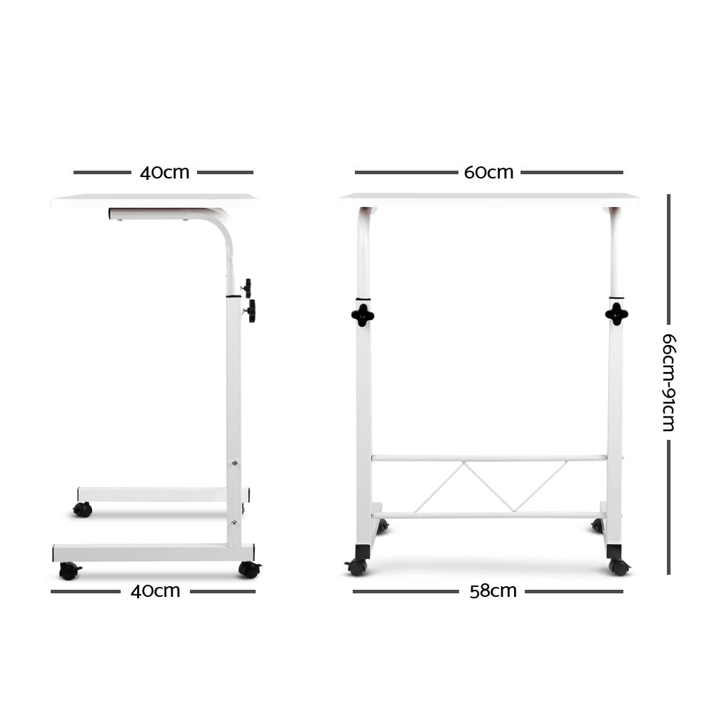 Laptop Desk Table Height Adjustable Wooden Bed Side Table 60CM White