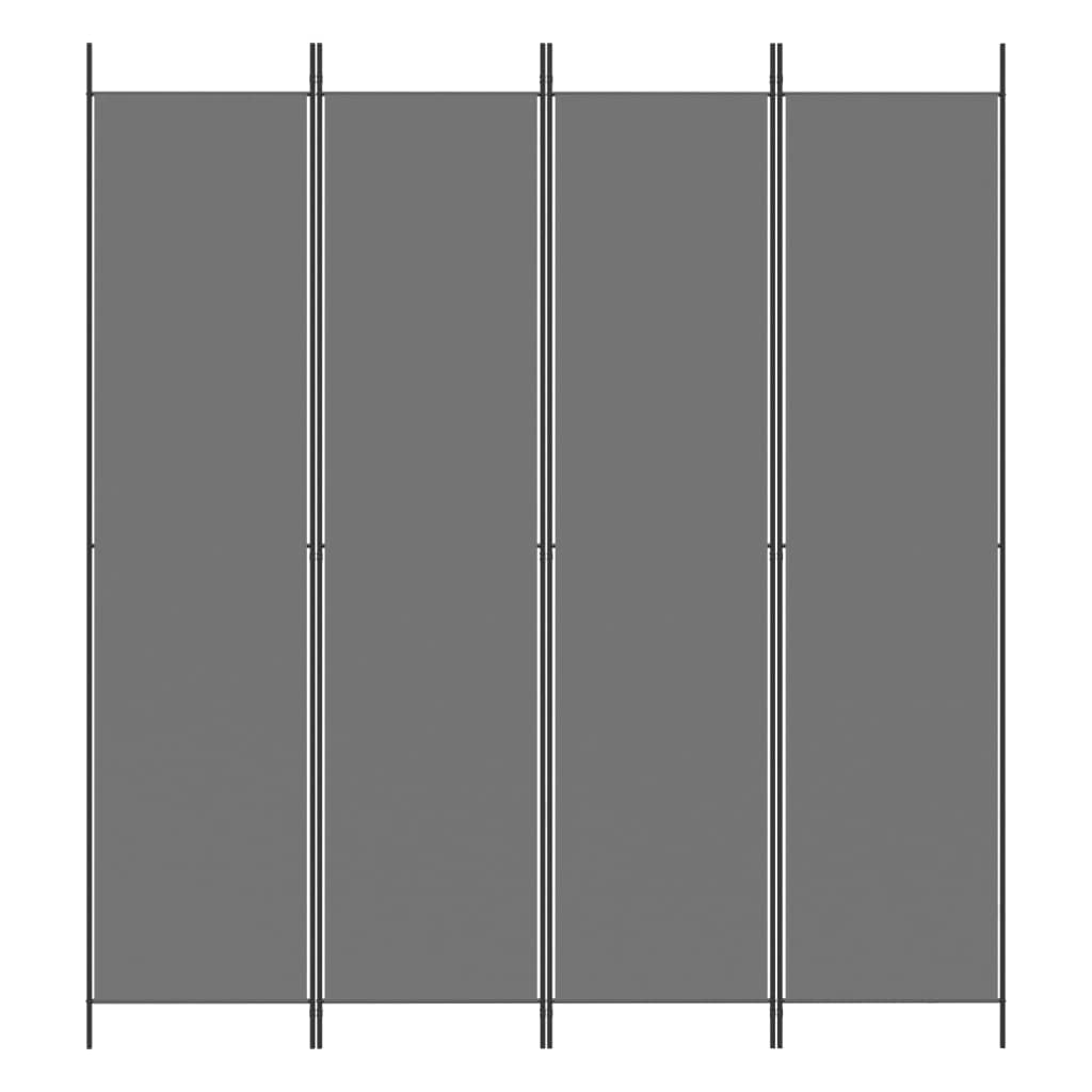 4-Panel Room Divider Living Room Bedroom Partition Privacy Protection Screen Room Separator Folding Dressing Wall Anthracite Fabric