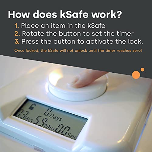 Kitchen Safe Time Locking Container (Medium), Timed Lock Box for Cell Phones, Snacks, and other unwanted temptations (White Lid + 5.5” Clear Base)