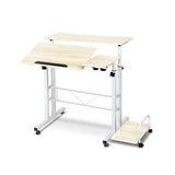 Mobile Stand Up Desk, Adjustable Height Laptop Desk with Wheels Rolling Workstation with Tiltable Panel Board and Detacheable Sideboard