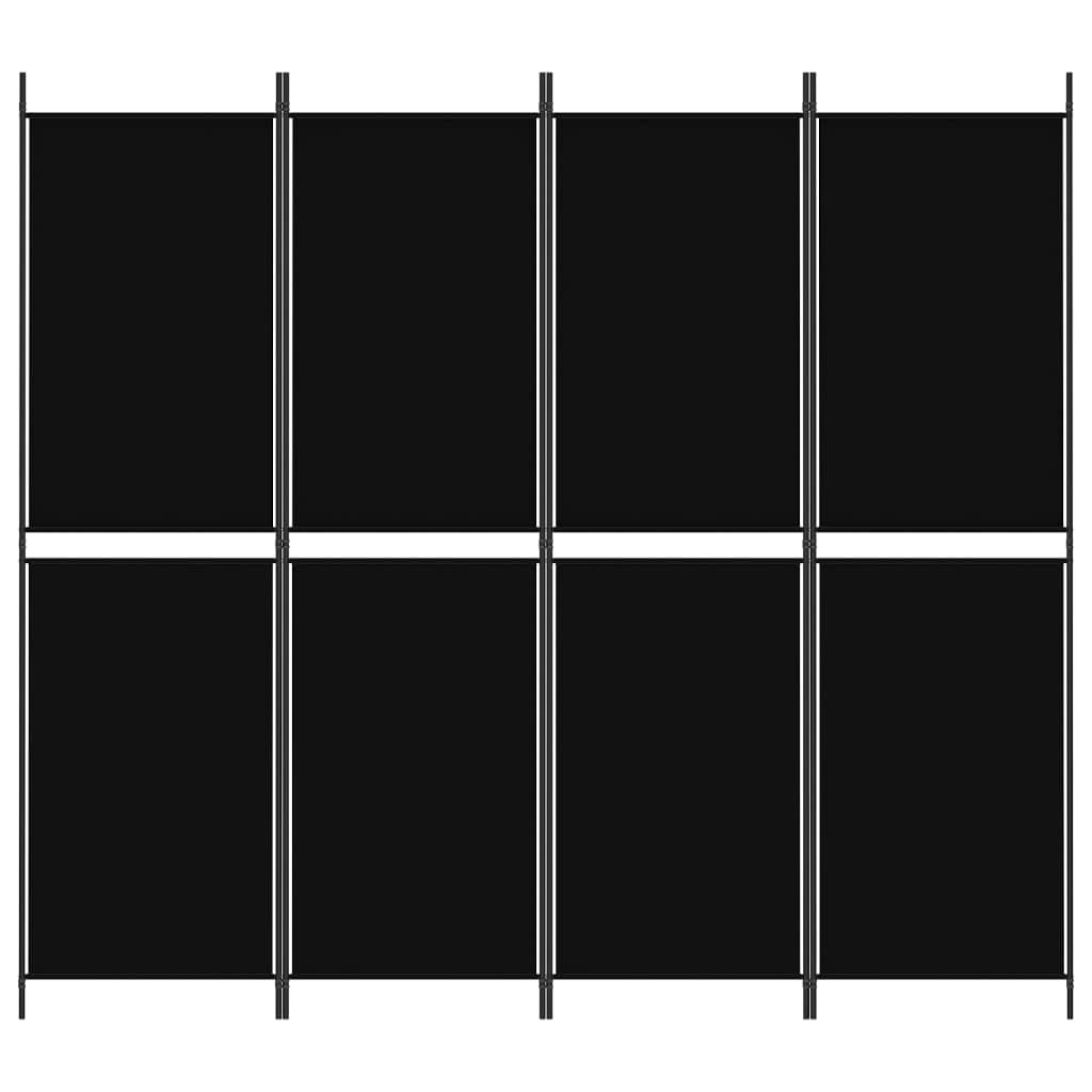 4-Panel Room Divider Living Room Bedroom Partition Privacy Protection Screen Room Separator Folding Dressing Wall Black Fabric