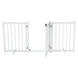 Freestanding Dog Gates with Walk Over Door,Pet Dog Gate Wooden,Foldable Dog Fence Pet Gate Puppy Safety Guard,Indoor Pet Playpen Cat Barrier Protection Net Stair Partition,White with 3 Panels