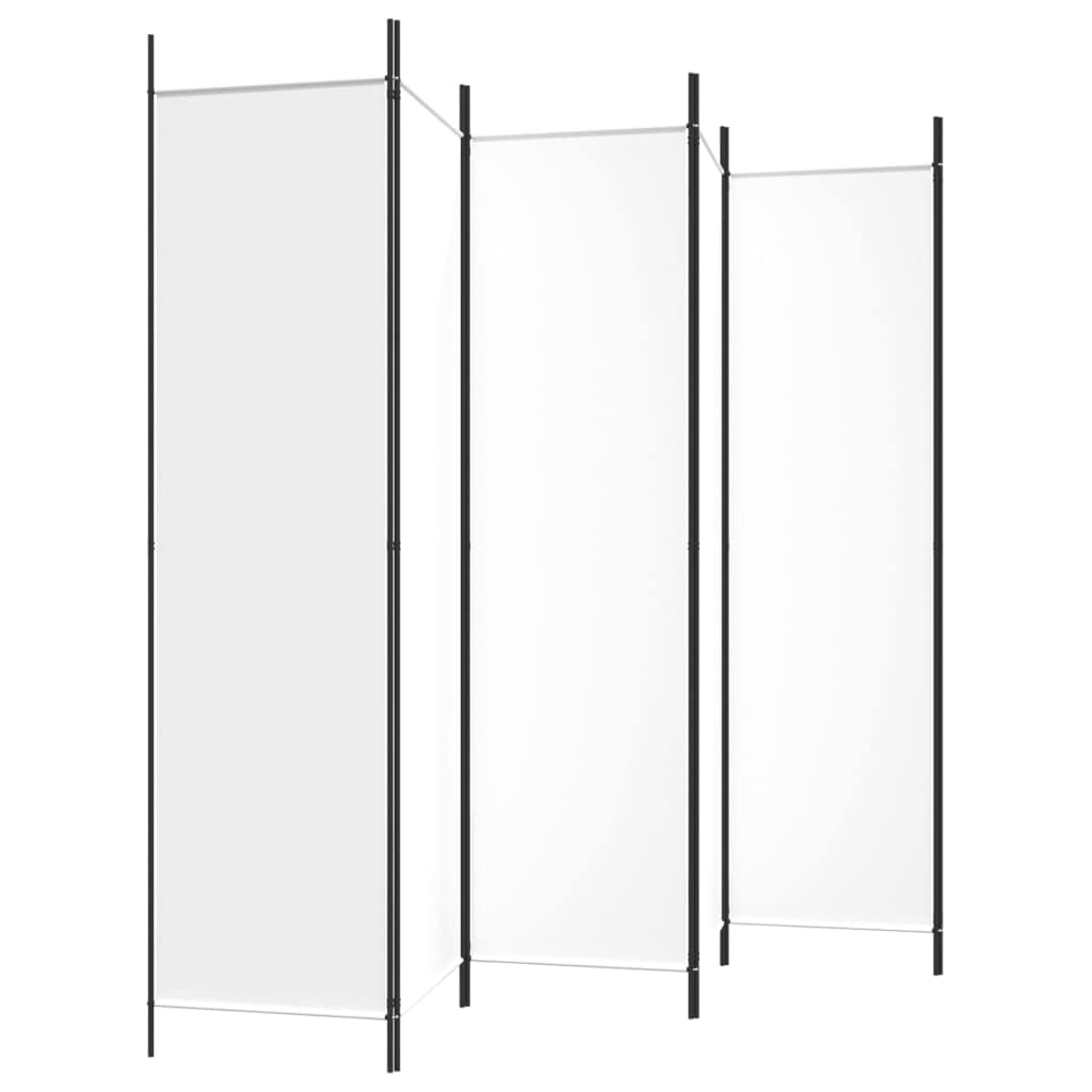 6-Panel Room Divider Living Room Bedroom Partition Privacy Protection Screen Room Separator Folding Dressing Wall White Fabric