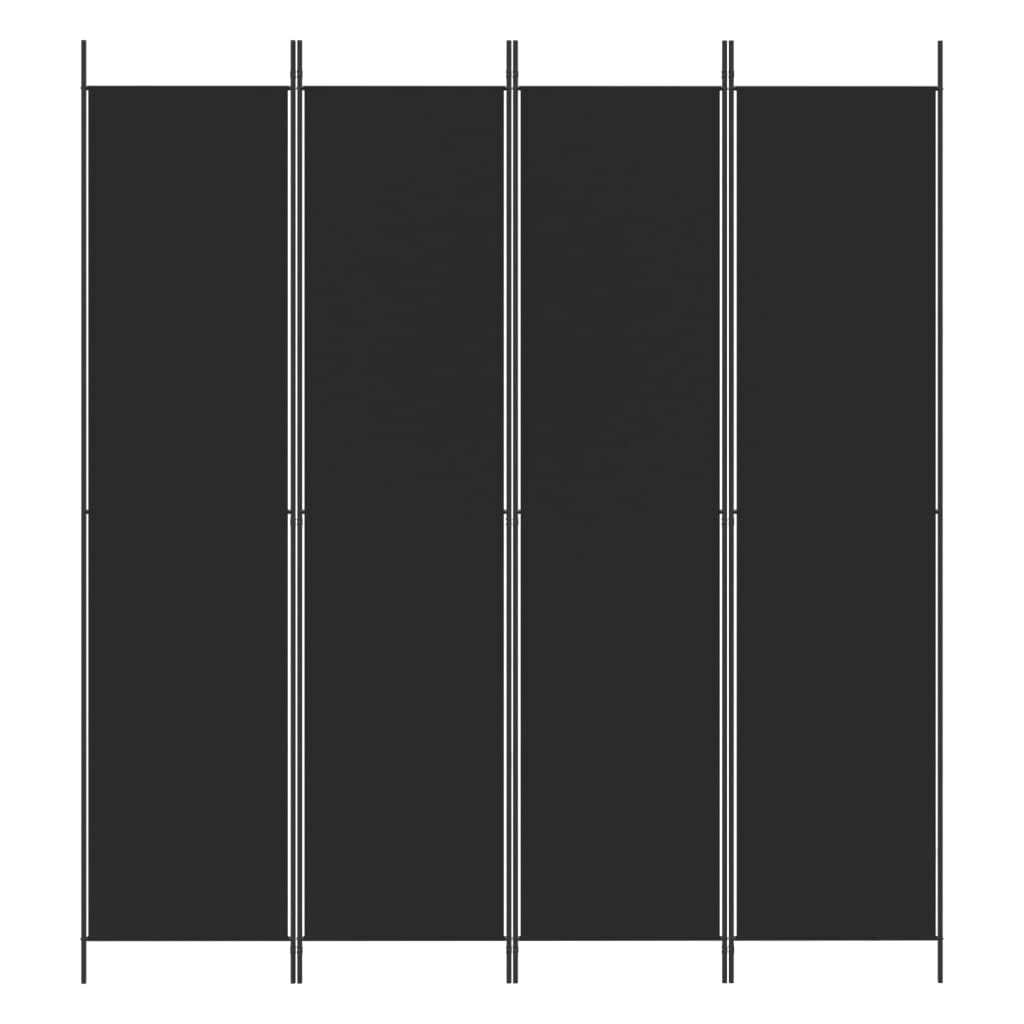 4-Panel Room Divider Living Room Bedroom Partition Privacy Protection Screen Room Separator Folding Dressing Wall Black Fabric