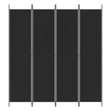 4-Panel Room Divider Living Room Bedroom Partition Privacy Protection Screen Room Separator Folding Dressing Wall Black Fabric