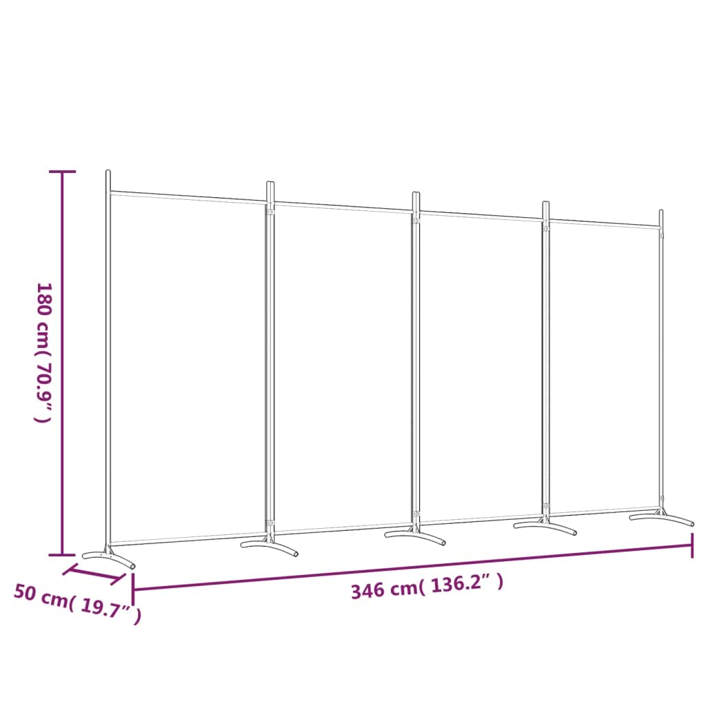 4-Panel Room Divider Living Room Bedroom Partition Privacy Protection Screen Room Separator Folding Dressing Wall Black Fabric