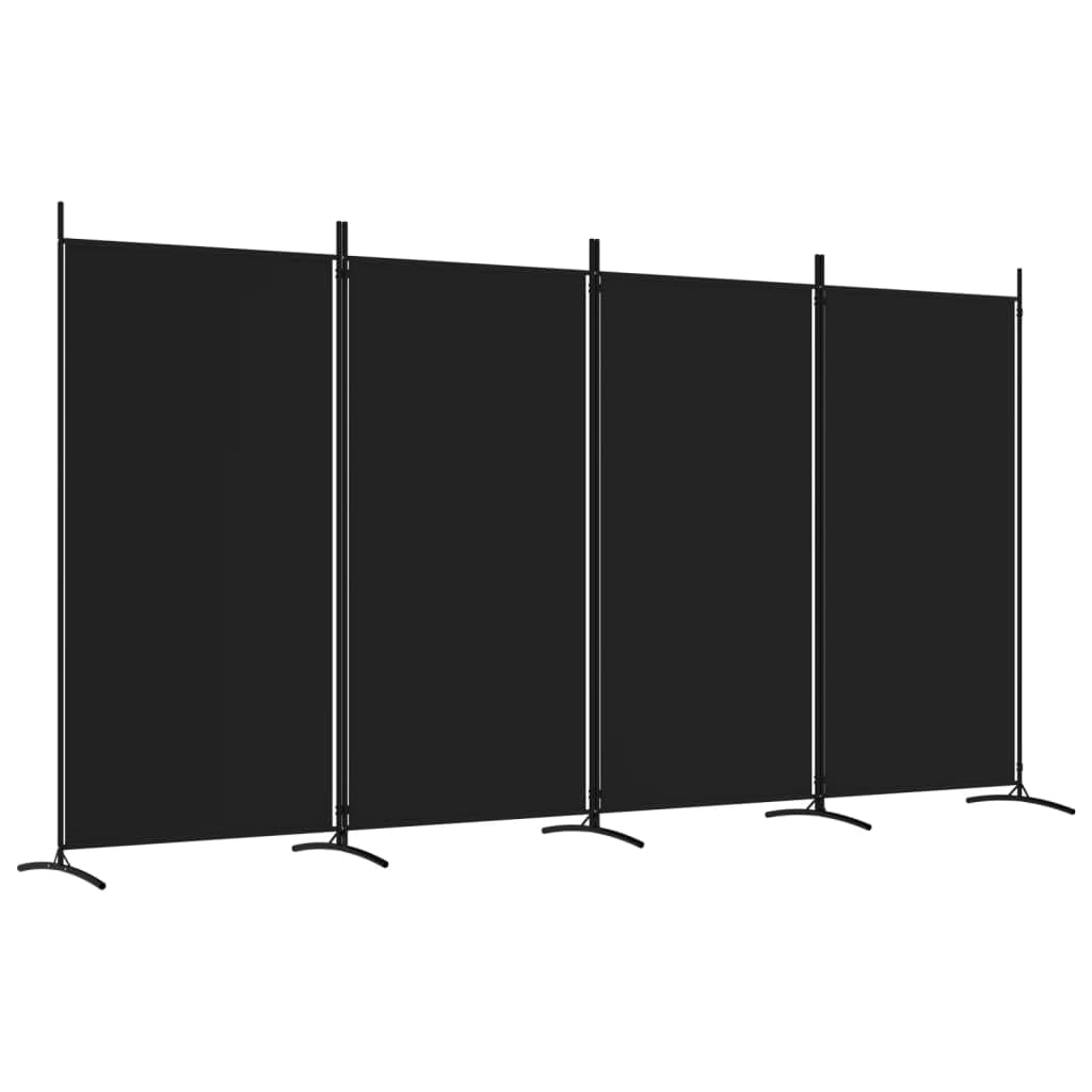 4-Panel Room Divider Living Room Bedroom Partition Privacy Protection Screen Room Separator Folding Dressing Wall Black Fabric