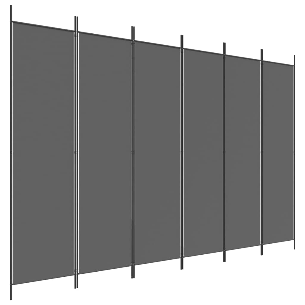 6-Panel Room Divider Living Room Bedroom Partition Privacy Protection Screen Room Separator Folding Dressing Wall Anthracite Fabric