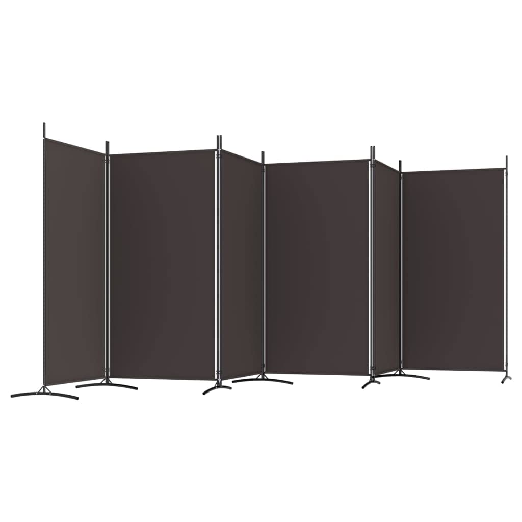 6-Panel Room Divider Living Room Bedroom Partition Privacy Protection Screen Room Separator Folding Dressing Wall Brown Fabric