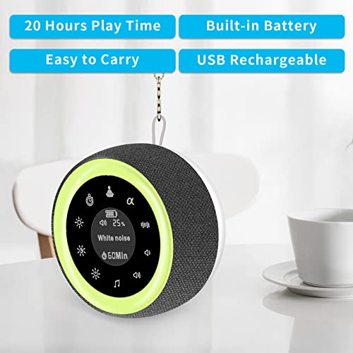 [2 in 1] White Noise Machine with Warm Night Light-Portable LED Display White Noise Machine for Babies and Adults-Rechargeable Touch Sleep Sound Machine for Baby Soothing,Relaxation and Tinnitus Relief Dark Grey