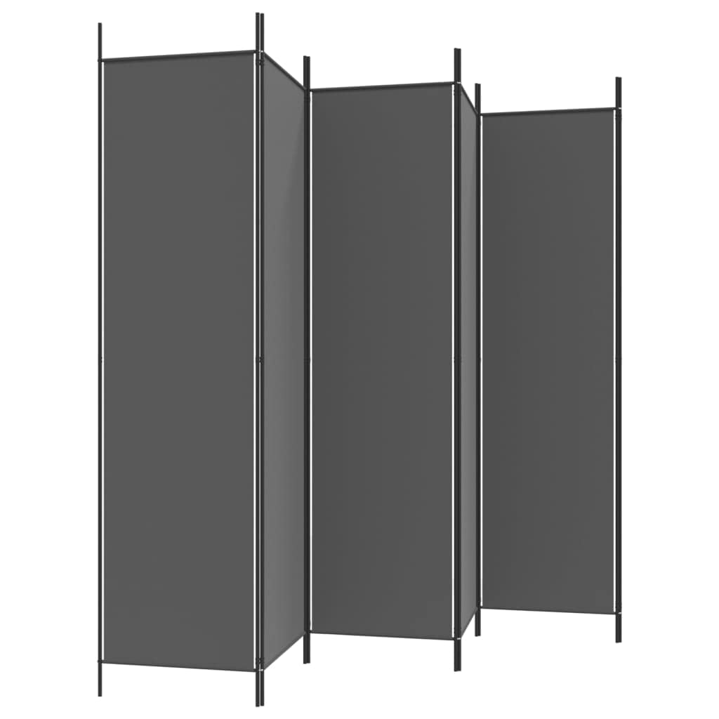 6-Panel Room Divider Living Room Bedroom Partition Privacy Protection Screen Room Separator Folding Dressing Wall Anthracite Fabric