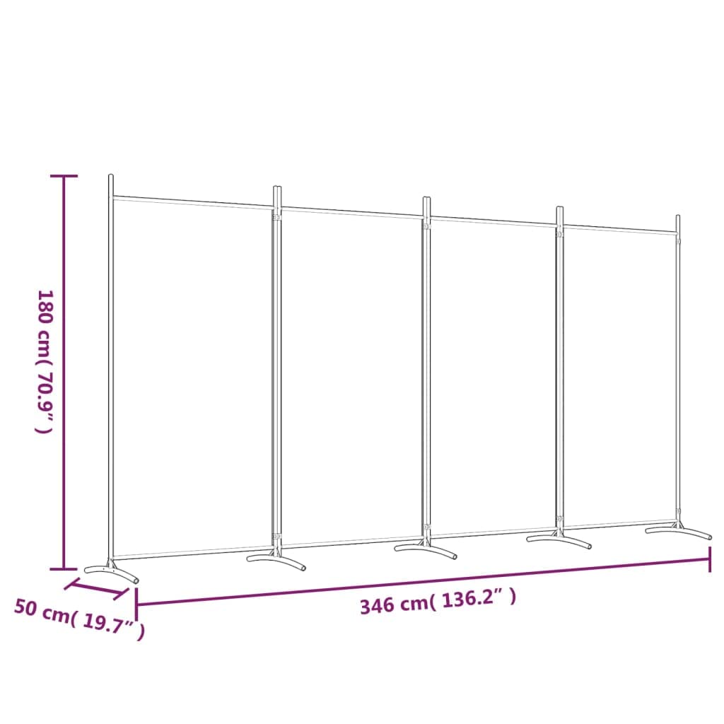 4-Panel Room Divider Living Room Bedroom Partition Privacy Protection Screen Room Separator Folding Dressing Wall White Fabric