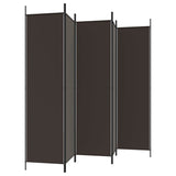 6-Panel Room Divider Living Room Bedroom Partition Privacy Protection Screen Room Separator Folding Dressing Wall Brown Fabric