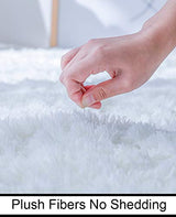 Super Soft Indoor Modern Shag Area Silky Smooth Rugs Fluffy Anti-Skid Shaggy Area Rug Dining Living Room Carpet Comfy Bedroom Floor 5.3' x 7.3', White