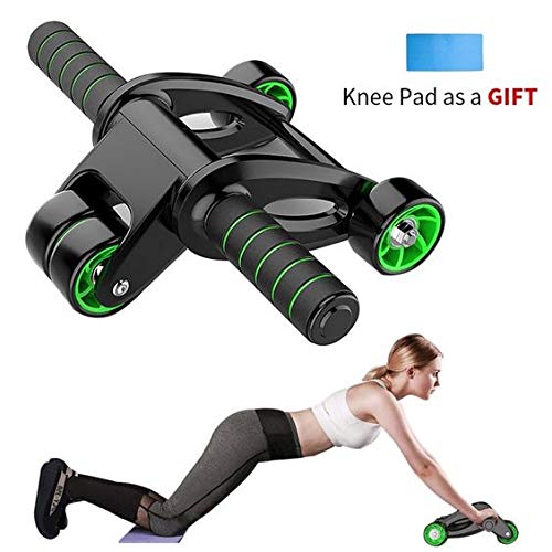 AB Roller Wheel with Mat for Abdominal Exercise, 4 Wheel Foldable Abs Roller for Women and Men Abdominal Muscle Training Wheel,Abs Exercise Wheel, Roller Stable To Prevent Rollover, Balance And Efficiency Perfect for Fitness Home Workout