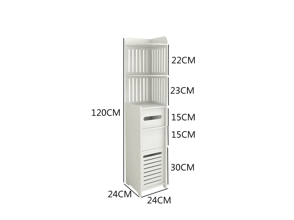 120CM Bathroom Storage Utility Cabinet Reversible Shelf Toilet Paper Roll Holder Rubbish Bin