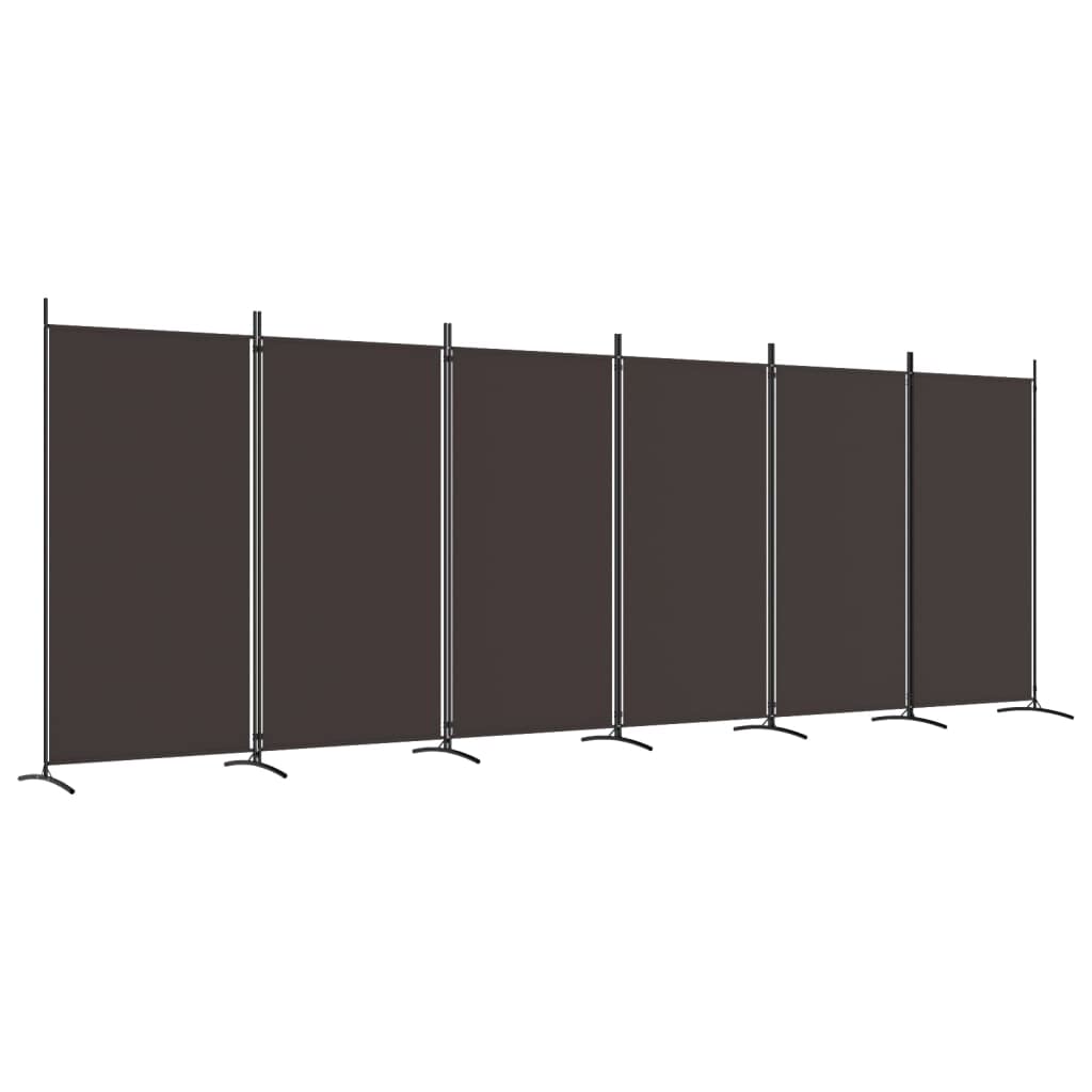 6-Panel Room Divider Living Room Bedroom Partition Privacy Protection Screen Room Separator Folding Dressing Wall Brown Fabric