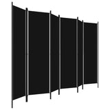 6-Panel Room Divider Home Baby and Kids Room Bedroom Living Room Folding Protective Panel Privacy Screen Partition Stand Black 300x180 cm