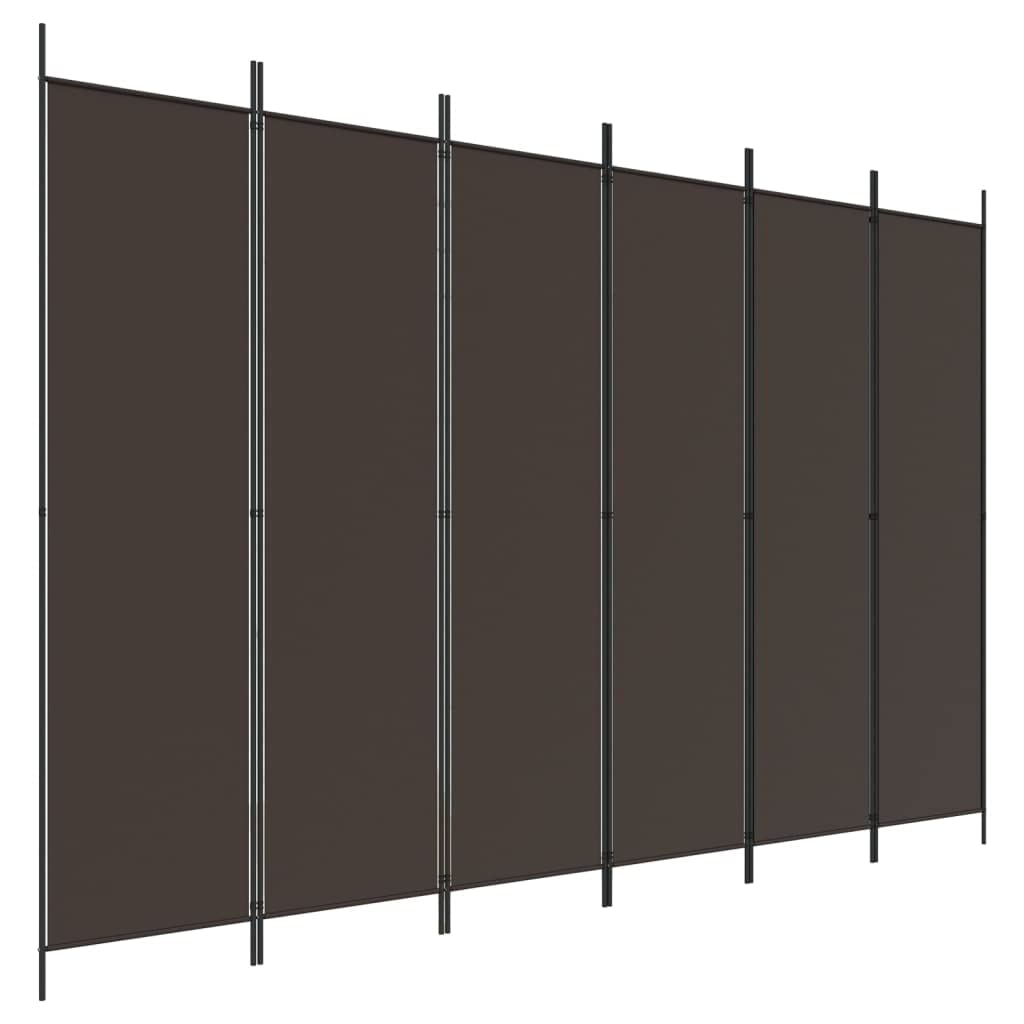 6-Panel Room Divider Living Room Bedroom Partition Privacy Protection Screen Room Separator Folding Dressing Wall Brown Fabric