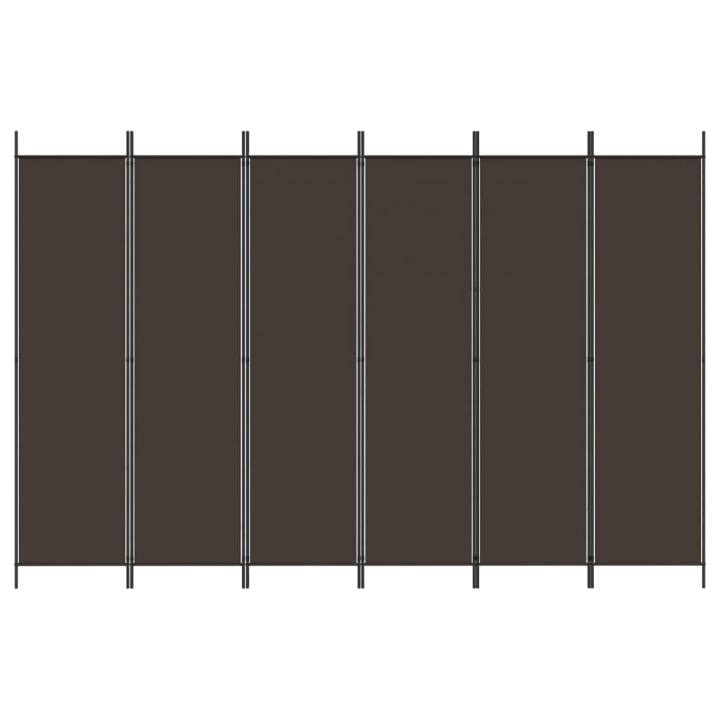 6-Panel Room Divider Living Room Bedroom Partition Privacy Protection Screen Room Separator Folding Dressing Wall Brown Fabric