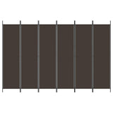 6-Panel Room Divider Living Room Bedroom Partition Privacy Protection Screen Room Separator Folding Dressing Wall Brown Fabric