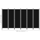 6-Panel Room Divider Home Baby and Kids Room Bedroom Living Room Folding Protective Panel Privacy Screen Partition Stand Black 300x180 cm