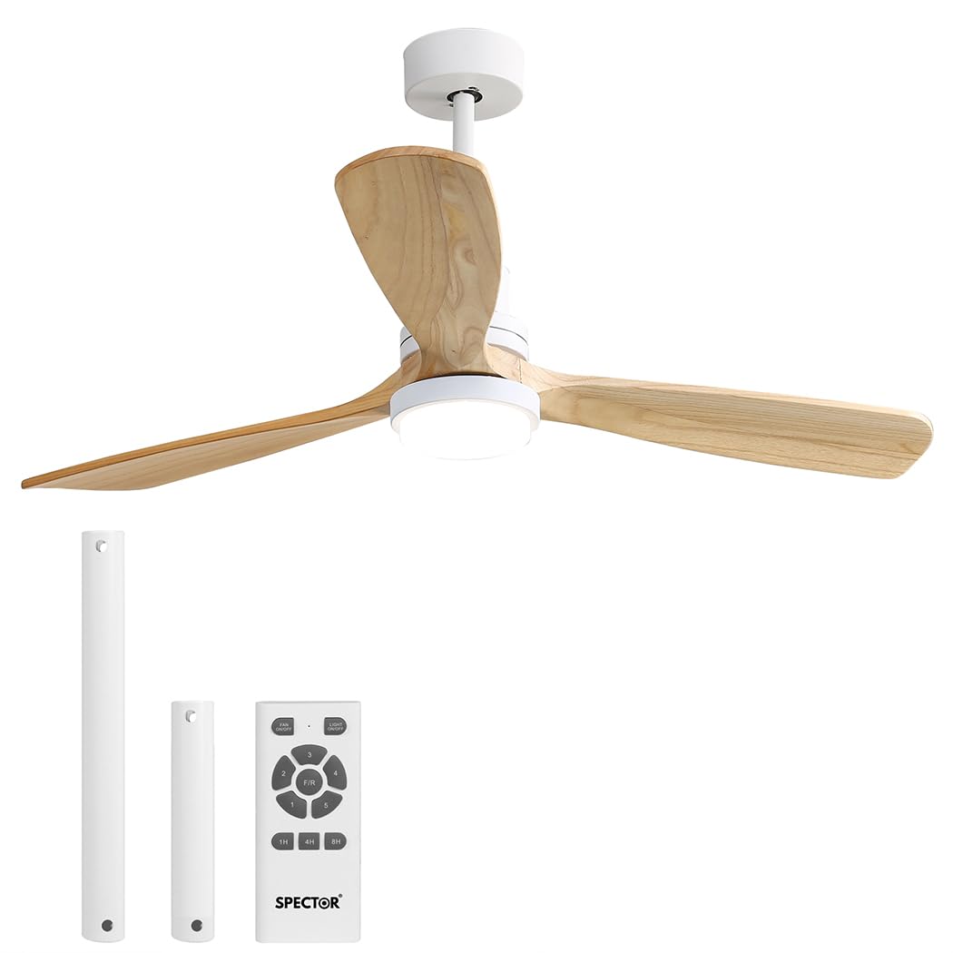 Ceiling Fan 52'' DC Motor with Light LED Remote Control 5 Speed Walnut Wood Blades Reversible for Summer Winter Black