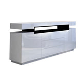 Buffet Sideboard Cabinet Storage High Gloss Front with 2 Doors & 3 Drawers Bedroom Living Room Furniture White 160CM