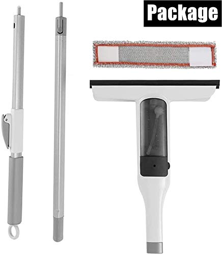 Window Glass Cleaning Tool with Scrubber, 3 in 1 Heavy Duty Dual Trigger Window Cleaning Tools with Long Handle