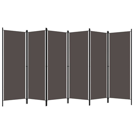 Freestanding 6-Panel Room Divider in Anthracite - Industrial, Modern Style Fabric Screen with Powder-Coated Iron Frame - 300x180 cm