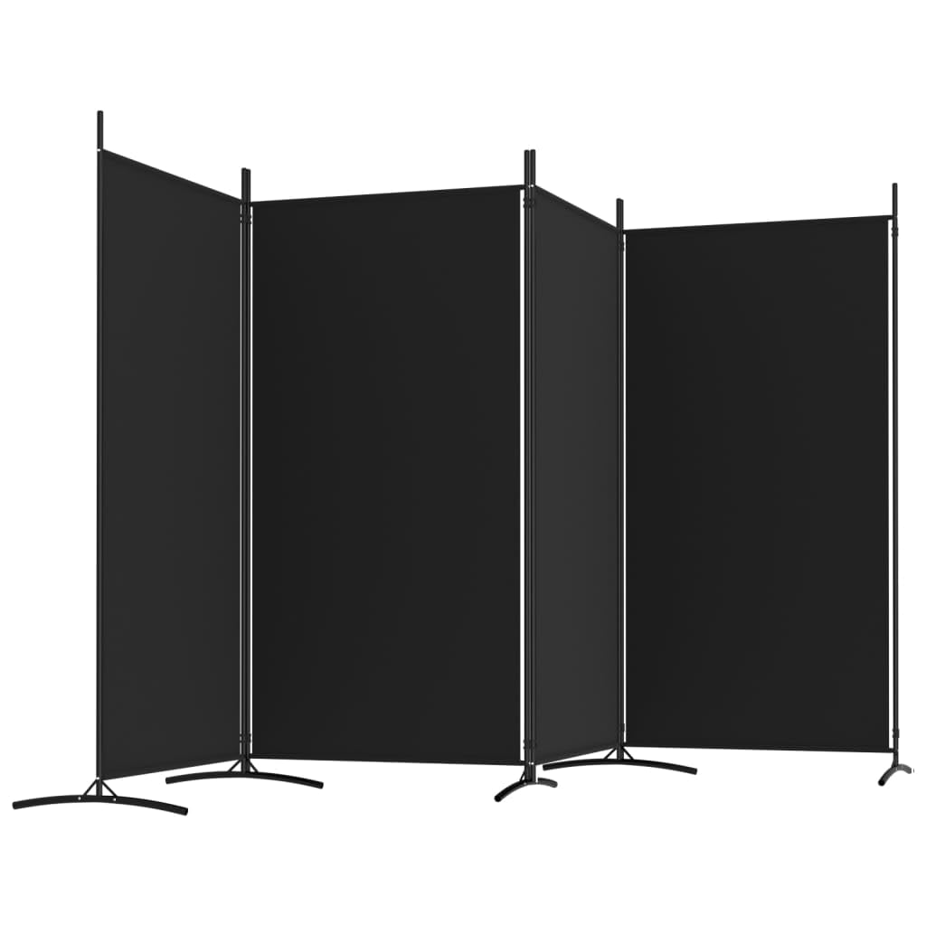 4-Panel Room Divider Living Room Bedroom Partition Privacy Protection Screen Room Separator Folding Dressing Wall Black Fabric